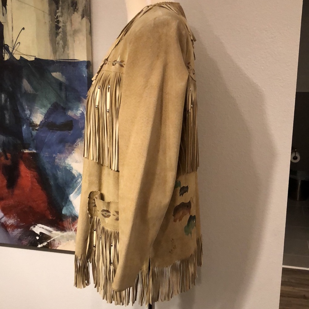 Western Suede Hand Painted Jacket by Patty Lewis Native American - Picture 5 of 16